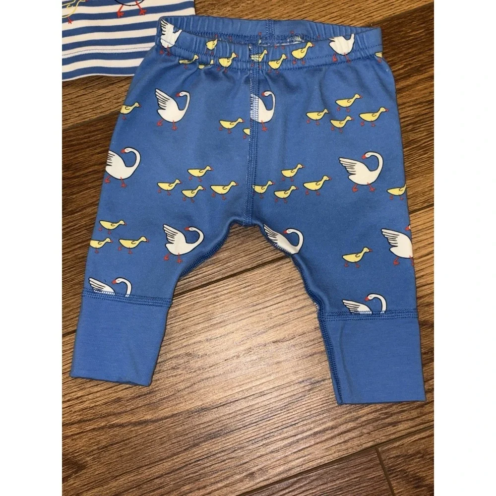 Hanna Andersson Infant Pajama Set Sz  0-3 mnths Blue White Duck Goose Outfit